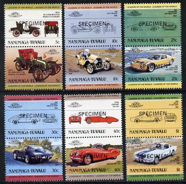 Tuvalu - Nanumaga 1984 Cars #1 (Leaders of the World) set of 12 opt'd SPECIMEN unmounted mint