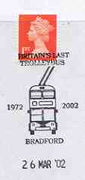 Postmark - Great Britain 2002 cover with Britain's Last Trolleybus 1972-2002, Bradford cancel illustrated with Trolleybus