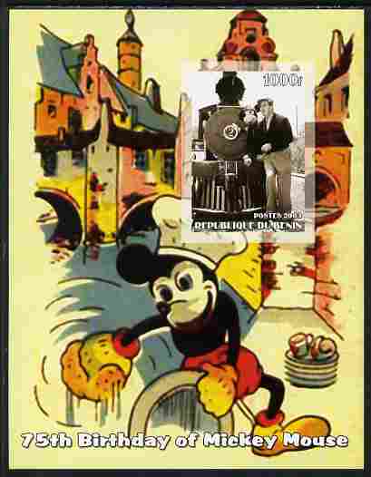 Benin 2003 75th Birthday of Mickey Mouse #12 imperf s/sheet also showing Walt Disney, unmounted mint. Note this item is privately produced and is offered purely on its thematic appeal