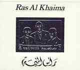 Ras Al Khaima 1970 General De Gaulle Commemoration 2r deluxe sheet, glossy card with imperf stamp embossed in silver foil