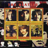 Congo 2007 The Beatles perf sheetlet #2 containing 6 values unmounted mint. Note this item is privately produced and is offered purely on its thematic appeal