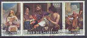 San Marino 1967 Paintings by Barbieri se-tenant strip of 3 superb cds used, SG 822-24