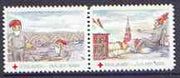 Cinderella - Denmark (Holbaek) 1989 Christmas Red Cross se-tenant set of 2 perf labels produced by Holbaek Red Cross, unmounted mint
