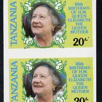 Tanzania 1985 Life & Times of HM Queen Mother 20s (SG 425) unmounted mint imperf pair*