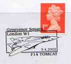 Postmark - Great Britain 2002 cover Commemorating the F14 Tomcat with Grosvenor Square cancel illustrated with the Tomcat