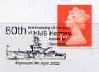 Postmark - Great Britain 2002 cover with 60th Anniversary of loss of HMS Hermes, Plymouth cancel illustrated with The Hermes