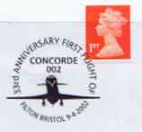 Postmark - Great Britain 2002 cover for 33rd Anniversary of Concorde 002 with Filton cancel illustrated with the Concorde