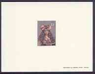 French Polynesia 1985 Polynesian Faces (Hairstyles) 22f deluxe proof sheet in issued colours, unmounted mint as SG 444