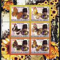 Djibouti 2007 Butterflies Baden Powell perf sheetlet containing 6 values unmounted mint. Note this item is privately produced and is offered purely on its thematic appeal