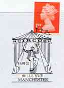Postmark - Great Britain 2002 cover Commemorating the Circus with Belle Vue Manchester cancel showing Clown on unicycle