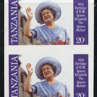 Tanzania 1985 Life & Times of HM Queen Mother 20s (SG 426) unmounted mint imperf pair*