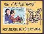 Ivory Coast 1981 Royal Wedding perf m/sheet fine cto used, Mi BL 18