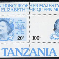 Tanzania 1985 Life & Times of HM Queen Mother m/sheet (containing SG 425 & 427) unmounted mint perforated colour proof in blue & black only