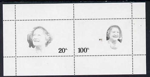 Tanzania 1985 Life & Times of HM Queen Mother m/sheet (containing SG 425 & 427) unmounted mint perforated colour proof in black only