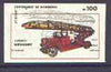 Uruguay 1988 Centenary of Fire Service 100p (Magirus Mechanical Ladder) imperf proof on gummed paper with black misplaced upwards by 5mm, slight wrinkles, as SG 1939