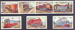 Kampuchea 1984 Railway Locomotives complete perf set of 7 unmounted mint, SG 542-48