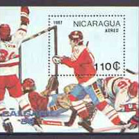 Nicaragua 1987 Winter Olympics (Ice-Hockey) m/sheet unmounted mint, SG MS 2833