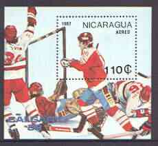 Nicaragua 1987 Winter Olympics (Ice-Hockey) m/sheet unmounted mint, SG MS 2833
