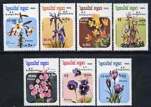 Kampuchea 1985 Flowers complete perf set of 7 unmounted mint, SG 631-37