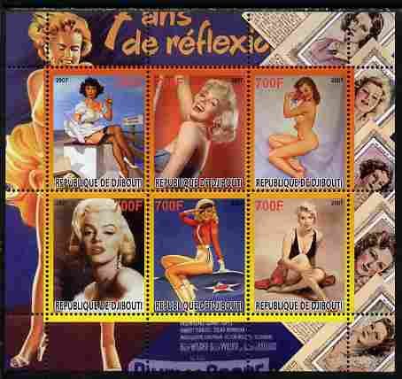Djibouti 2007 Pin-ups (Marilyn Monroe) perf sheetlet containing 6 values unmounted mint. Note this item is privately produced and is offered purely on its thematic appeal
