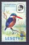 Lesotho 1986-88 Malachite Kingfisher Provisional 35s on 25s (1981 issue) unmounted mint with 'small s' variety, SG 720bb