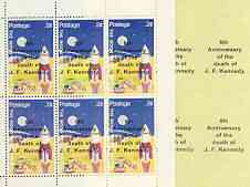 Nagaland 1969 proof sheetlet of 6 impressions of '6th Anniversary of Death of J F Kennedy' (plus sheetlet of 6 with opt) unmounted mint