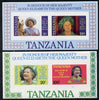 Tanzania 1985 Life & Times of HM Queen Mother set in 2 IMPERF m/sheets (similar to SG MS 429) inscribed in error 'HRH the Queen Mother' instead of 'HM Queen Elizabeth the Queen Mother' unmounted mint