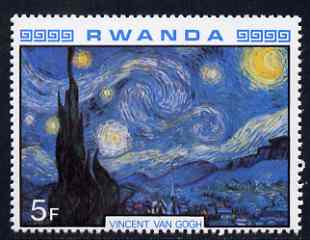 Rwanda 1980 Impressionist Paintings 5F Starry Night by Van Gogh unmounted mint, SG 1000