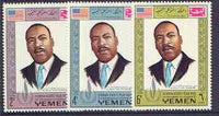 Yemen - Royalist 1968 Human Rights Year the three perf values showing Martin Luther King unmounted mint (Mi 542, 546 & 550A)*