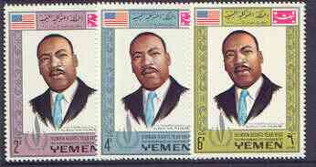 Yemen - Royalist 1968 Human Rights Year the three perf values showing Martin Luther King unmounted mint (Mi 542, 546 & 550A)*