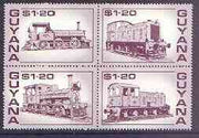 Guyana 1987 Railways $1.20 maroon se-tenant block of 4 unmounted mint, SG 2198a