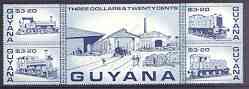 Guyana 1987 Railways $3.20 dull blue se-tenant block of 5 unmounted mint, SG 2202a