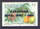 St Vincent - Grenadines 1985 Mango Fruit $2 (as SG 401) with Royal Visit opt doubled, unmounted mint