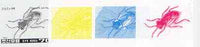 North Korea 1993 Insects 70ch (beetle) value set of 4 imperf progressive proofs comprising the 4 individual colours (magenta, yellow, blue & black) as SG N3271