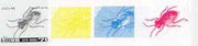 North Korea 1993 Insects 70ch (beetle) value set of 4 imperf progressive proofs comprising the 4 individual colours (magenta, yellow, blue & black) as SG N3271