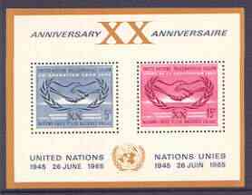 United Nations (NY) 1965 20th Anniversary & International Co-operation Year m/sheet unmounted mint, SG MS 145