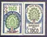 Togo 1960 World Refugee Year set of 2 unmounted mint, SG 251-52*