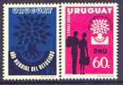 Uruguay 1960 World Refugee Year set of 2 unmounted mint, SG 1150-51