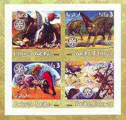 Eritrea 2002 Dinosaurs #02 imperf sheetlet containing set of 4 values with Rotary Logo unmounted mint