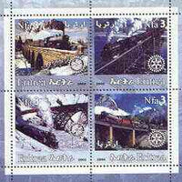 Eritrea 2002 Steam Locos #02 perf sheetlet containing set of 4 values with Rotary Logo unmounted mint