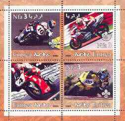 Eritrea 2002 Motorcycles #01 perf sheetlet containing set of 4 values with Scout Logo unmounted mint