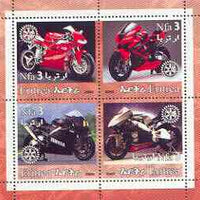 Eritrea 2002 Motorcycles #02 perf sheetlet containing set of 4 values with Rotary Logo unmounted mint