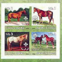 Eritrea 2002 Horses #01 imperf sheetlet containing set of 4 values with Scout Logo unmounted mint