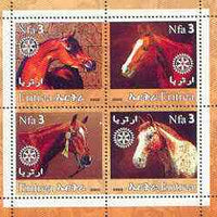 Eritrea 2002 Horses #02 perf sheetlet containing set of 4 values with Rotary Logo unmounted mint