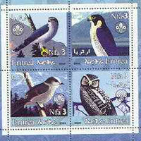 Eritrea 2002 Birds #01 perf sheetlet containing set of 4 values with Scout Logo unmounted mint
