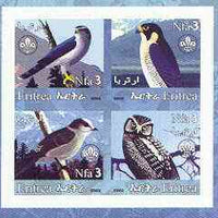 Eritrea 2002 Birds #01 imperf sheetlet containing set of 4 values with Scout Logo unmounted mint