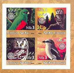Eritrea 2002 Birds #02 imperf sheetlet containing set of 4 values with Rotary Logo unmounted mint