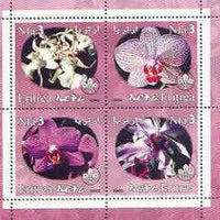 Eritrea 2002 Orchids #01 perf sheetlet containing set of 4 values with Scout Logo unmounted mint