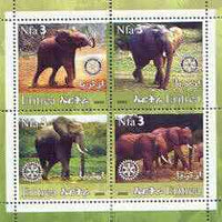 Eritrea 2002 Elephants #02 perf sheetlet containing set of 4 values with Rotary Logo unmounted mint
