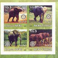 Eritrea 2002 Elephants #02 imperf sheetlet containing set of 4 values with Rotary Logo unmounted mint